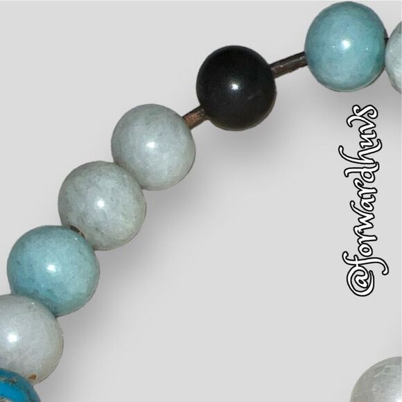 Blue Stone Fossil Brand Bracelet on Brown Cord - Picture 6 of 10